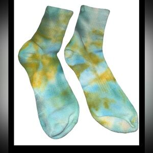 Tie-Dye Crew Socks - Blue and Yellow Custom Made